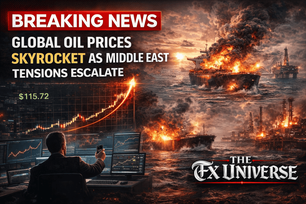 Oil prices spike globally due to Middle East tensions impacting markets.